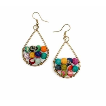 Aasha Teardrop Frame Half Round Beaded Dangle Earrings - HER Home Design Boutique